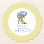 Chinoiserie geel High-Heel Shoe Vrijgezellenfeest Kartonnen Onderzetters (Voorkant)