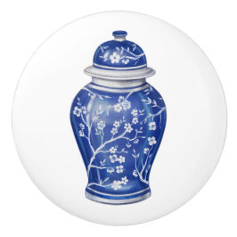 Chinoiserie-gemberpot blauw keramische knop