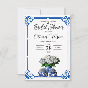 Chinoiserie-gemberpot & Hydrangea-uitnodiging Kaart