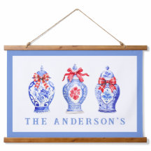 Chinoiserie gemberpot met rode strik | Kerstmis