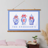 Chinoiserie gemberpot met rode strik | Kerstmis Hangend Wandkleed (Slaapkamer)