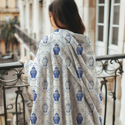 Chinoiserie Gemberpot Monogram Fleece Deken
