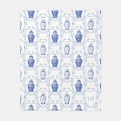 Chinoiserie Gemberpot Monogram Fleece Deken (Voorkant)