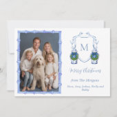 Chinoiserie Gemberpot Monogram Foto Feestdagenkaart (Voorkant)