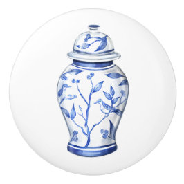 Chinoiserie-gemberpot wit keramische knop