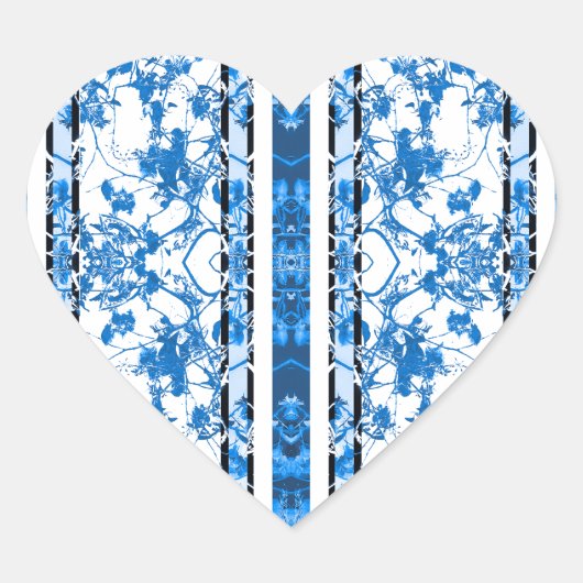 Chinoiserie Gestreepte bloemenprint Hart Sticker (Voorkant)