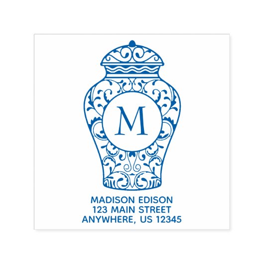 Chinoiserie Ginger Jar Address Self Inking Stamp Zelfinktende Stempel (Design)