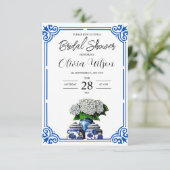 Chinoiserie Ginger Jar & Hydrangea Uitnodiging (Staand voorkant)