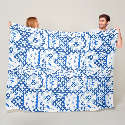 Chinoiserie Ginger Jar Jars Fleece Blanket (In situ)