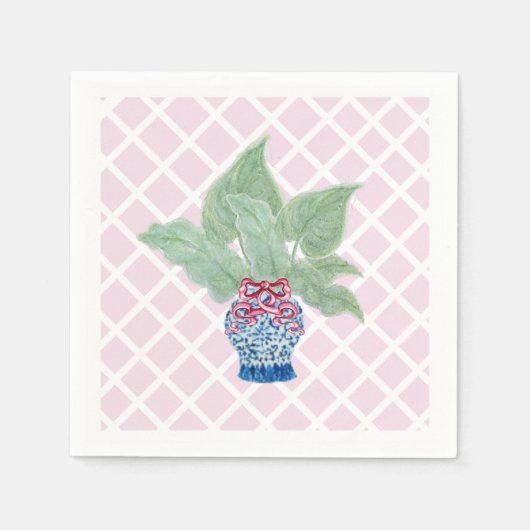 Chinoiserie Ginger Jar Jars Leaves Beverage Servet (Voorkant)