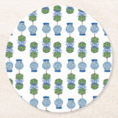 Chinoiserie Ginger Jar Jars Topiary Basket Ronde Kartonnen Onderzetter (Voorkant)