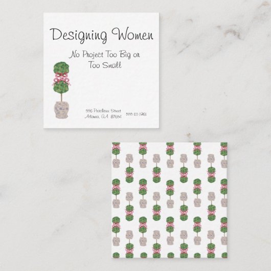 Chinoiserie Ginger Jar Jars Topiary Vierkante Visitekaartje (Voorkant / Achterkant)