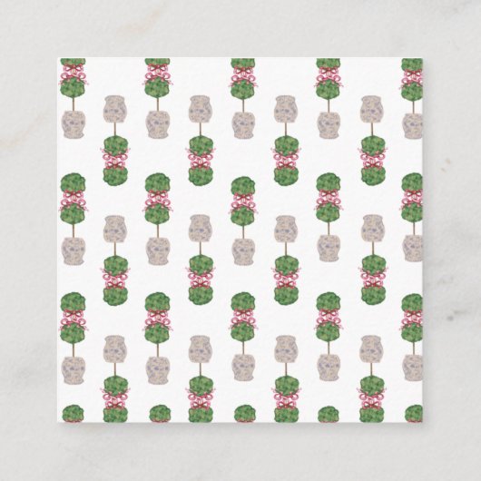 Chinoiserie Ginger Jar Jars Topiary Vierkante Visitekaartje (Achterkant)