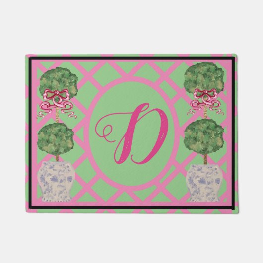 Chinoiserie Ginger Jar Jars Topiary Welkom Deurmat (Voorkant)