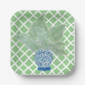 Chinoiserie Ginger Jar Jars Tropical Leaves Papieren Bordje (Voorkant)