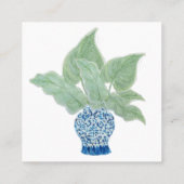 Chinoiserie Ginger Jar Jars Tropical Leaves Vierkante Visitekaartje (Achterkant)