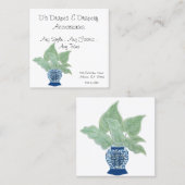 Chinoiserie Ginger Jar Jars Tropical Leaves Vierkante Visitekaartje (Voorkant / Achterkant)