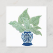 Chinoiserie Ginger Jar Jars Tropical Leaves Vierkante Visitekaartje (Achterkant)