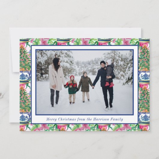 Chinoiserie Ginger Jar Kerstboom Foto Feestdagenkaart (Voorkant)