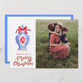 Chinoiserie Ginger Jar Kerstmis Foto Feestdagenkaart (Voorkant / Achterkant)