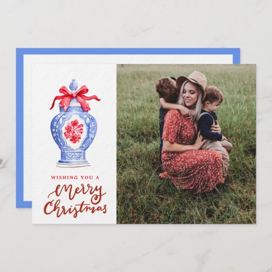 Chinoiserie Ginger Jar Kerstmis Foto Feestdagenkaart (Voorkant / Achterkant)