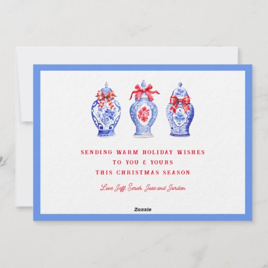 Chinoiserie Ginger Jar Kerstmis Foto Feestdagenkaart (Achterkant)