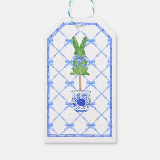 Chinoiserie Ginger Jar Monogram | Rode strik Cadeaulabel (Achterkant)