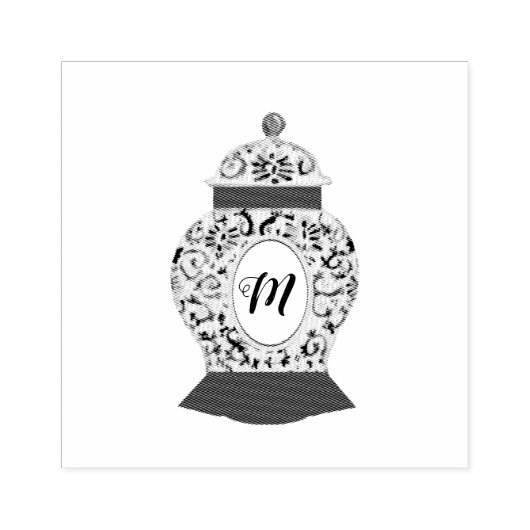 Chinoiserie Ginger Jar Monogram Rubberstempel (Afrduk)