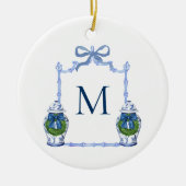 Chinoiserie Ginger Jar Monogrammed Crest Christmas Keramisch Ornament (Voorkant)