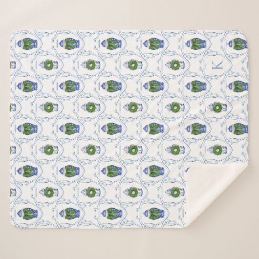 Chinoiserie Ginger Jar Monogrammed  Sherpa Deken (Voorkant (horizontaal))