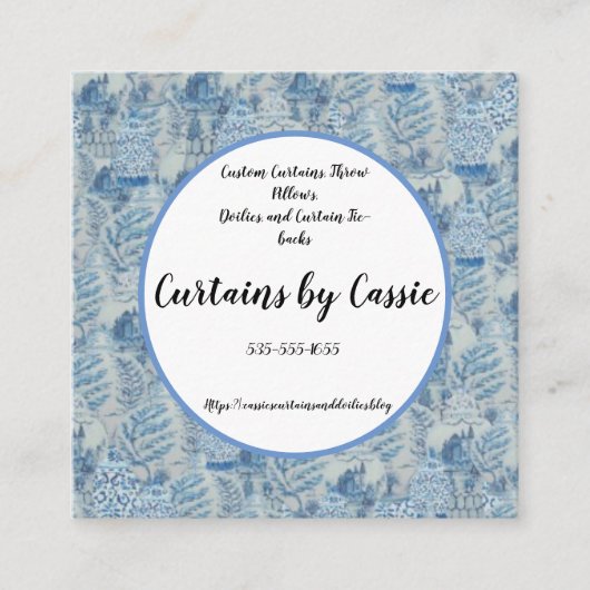 Chinoiserie Ginger Jar Toile Square Visitekaartje (Voorkant)