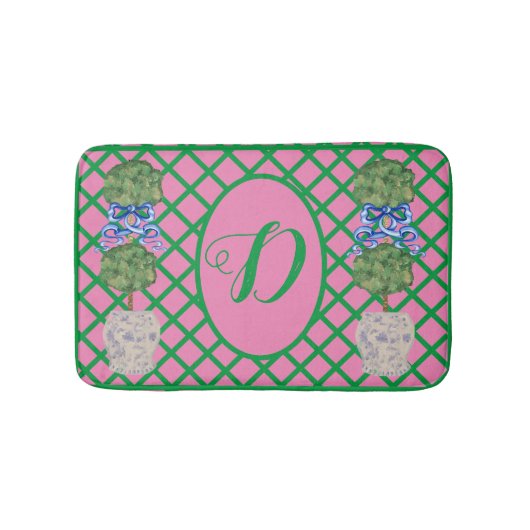 Chinoiserie Ginger Jar Topiary Rug Bath Mat (Voorkant)