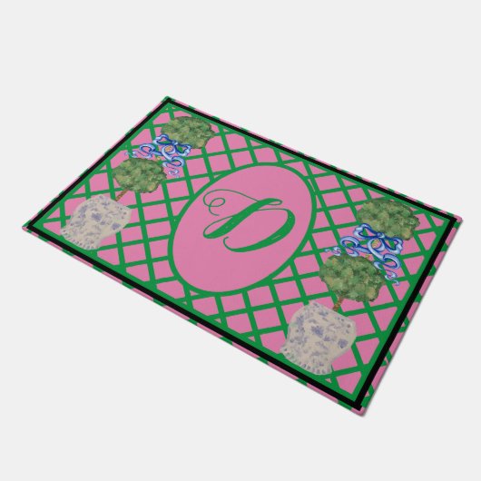 Chinoiserie Ginger Jar Topiary Rug Doormat Deurmat (Schuin)