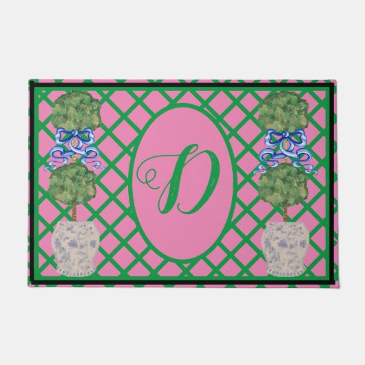 Chinoiserie Ginger Jar Topiary Rug Doormat Deurmat (Voorkant)