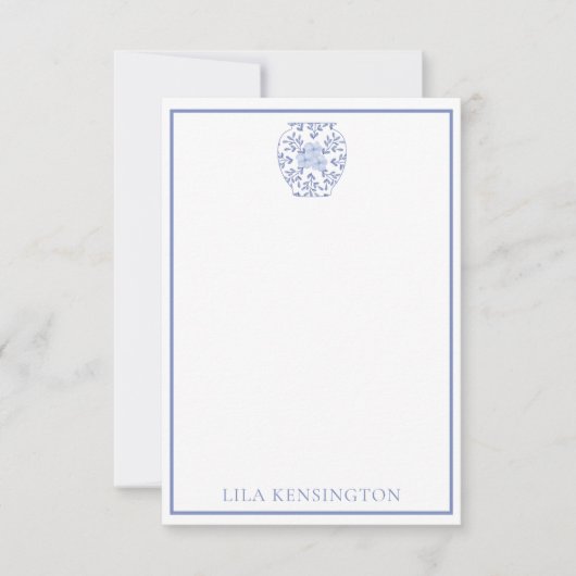 Chinoiserie Ginger Jar Vase Personalized NoteCards Bedankkaart (Voorkant)