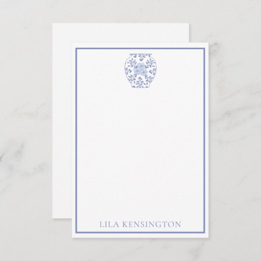 Chinoiserie Ginger Jar Vase Personalized NoteCards Bedankkaart (Voorkant / Achterkant)