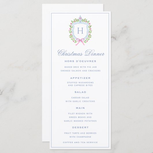 Chinoiserie Ginger Jar w / Bessen | Monogram Crest Menu (Voorkant / Achterkant)