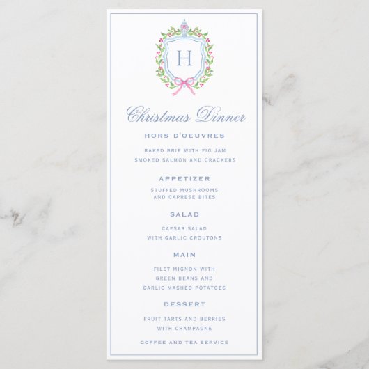 Chinoiserie Ginger Jar w / Bessen | Monogram Crest Menu (Voorkant)