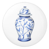 Chinoiserie Ginger Jar White Keramische Knop (Voorkant)