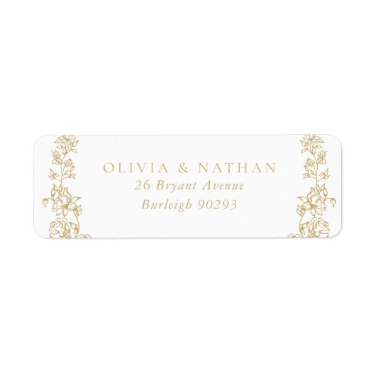  Chinoiserie Gold Wedding Retour Adres Etiket (Voorkant)