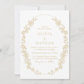  Chinoiserie Gouden Bloemenkrans Trouwen Kaart (Voorkant)