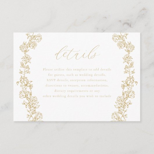 Chinoiserie Gouden Krans Trouwdetails Informatiekaartje (Voorkant)