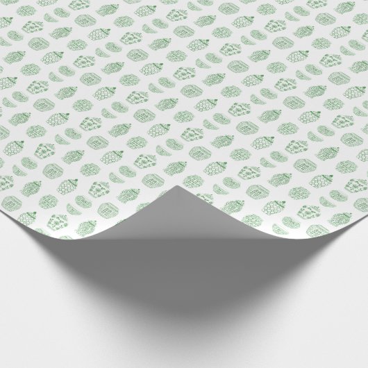 Chinoiserie Green en White Ginger Jar Print Cadeaupapier (Hoek)