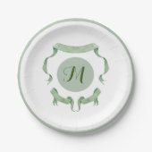 Chinoiserie Green Ribbons Logo Crest Papieren Bordje (Voorkant)