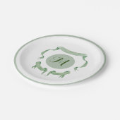 Chinoiserie Green Ribbons Logo Crest Papieren Bordje (Gekanteld)