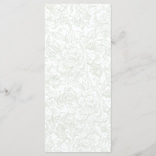 Chinoiserie Green Sage Peony Wedding Menu (Achterkant)