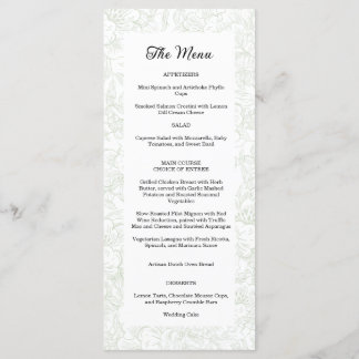 Chinoiserie Green Sage Peony Wedding Menu