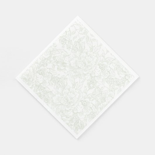 Chinoiserie Green Sage Peony Wedding Servet (Hoek)