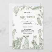 CHINOISERIE GREEN TOILE BABYSHOWER UITNODIGING (Voorkant)