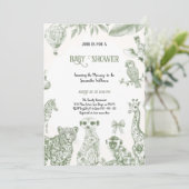 CHINOISERIE GREEN TOILE BABYSHOWER UITNODIGING (Staand voorkant)